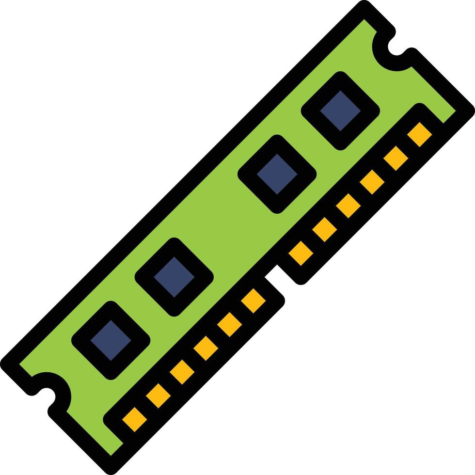 ram chip card computer accessory - filled outline icon vector