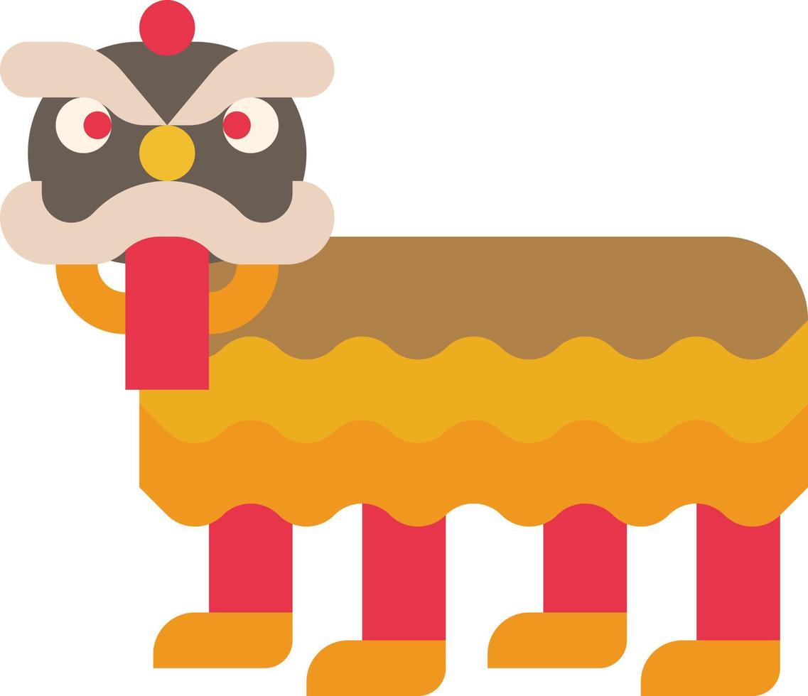 lion dance traditional anniversary chinese china - flat icon vector