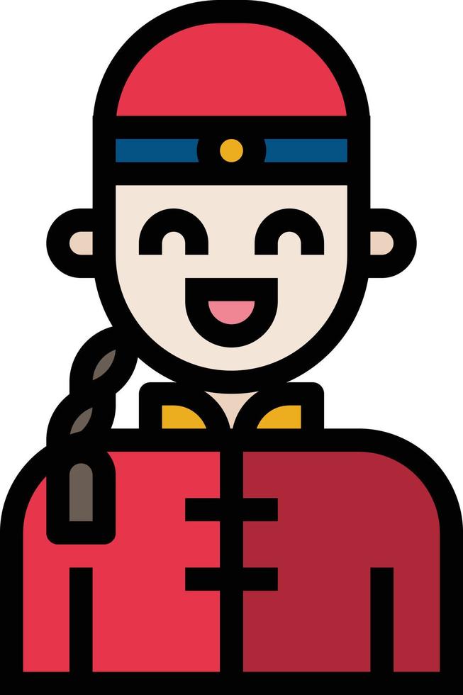 man chinese avatar smile ghost - filled outline icon vector