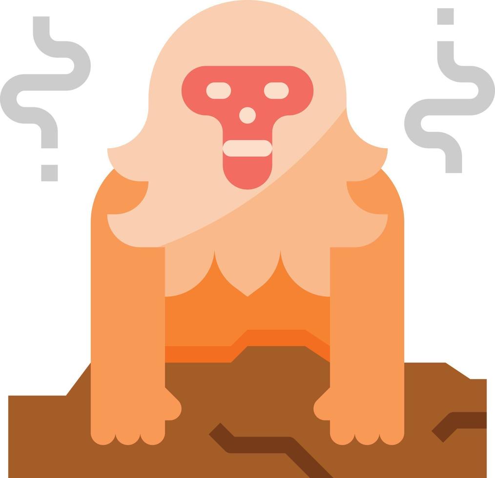 monkey snow ice cold japan - flat icon vector