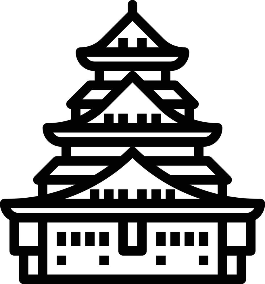 castle osaka royal palace japan - outline icon vector