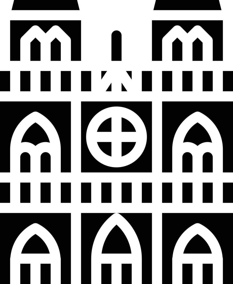 notre dame paris france landmark building - solid icon vector