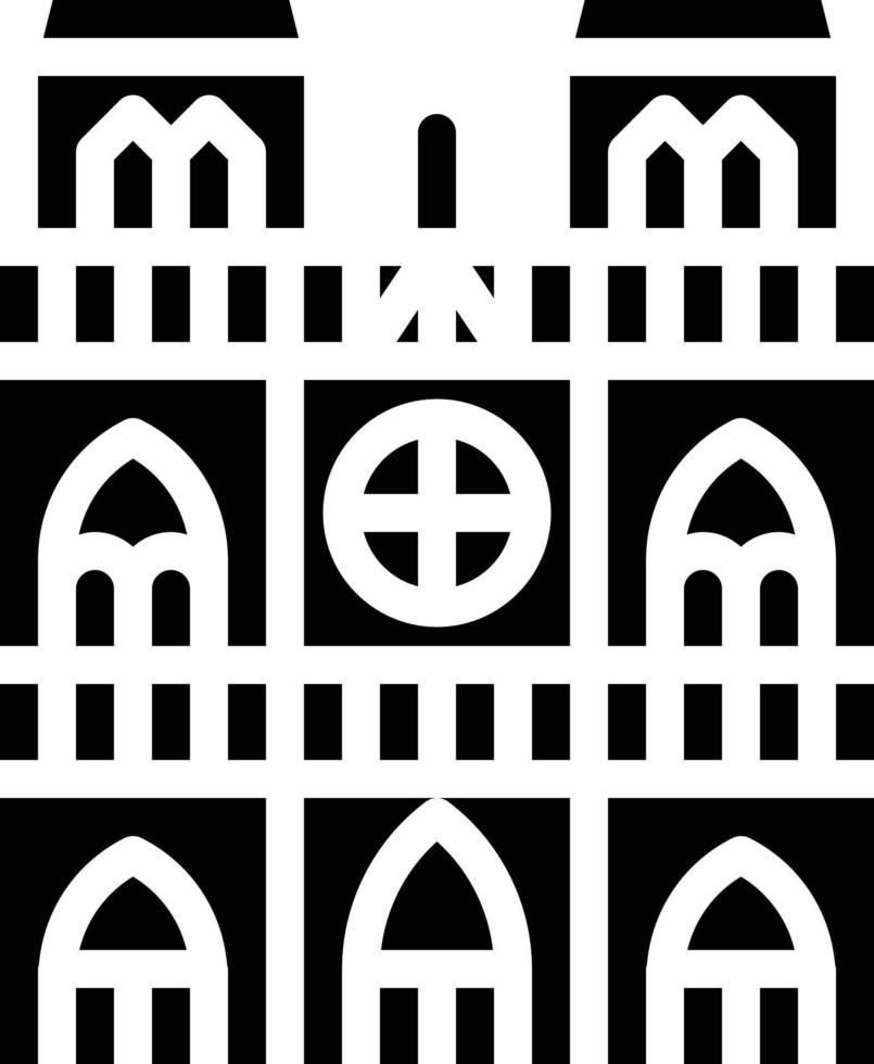 notre dame parís francia edificio emblemático - icono sólido vector