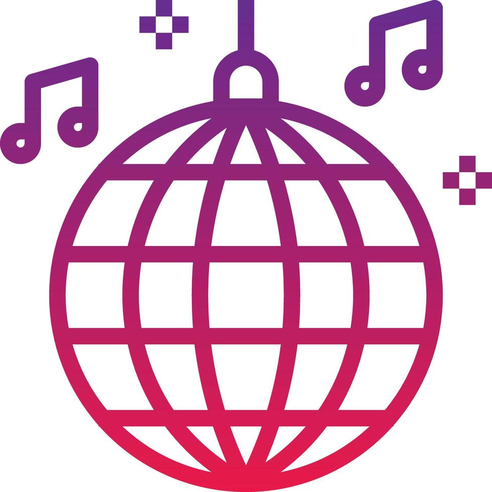 música de baile de fiesta de bola disco - icono de degradado vector