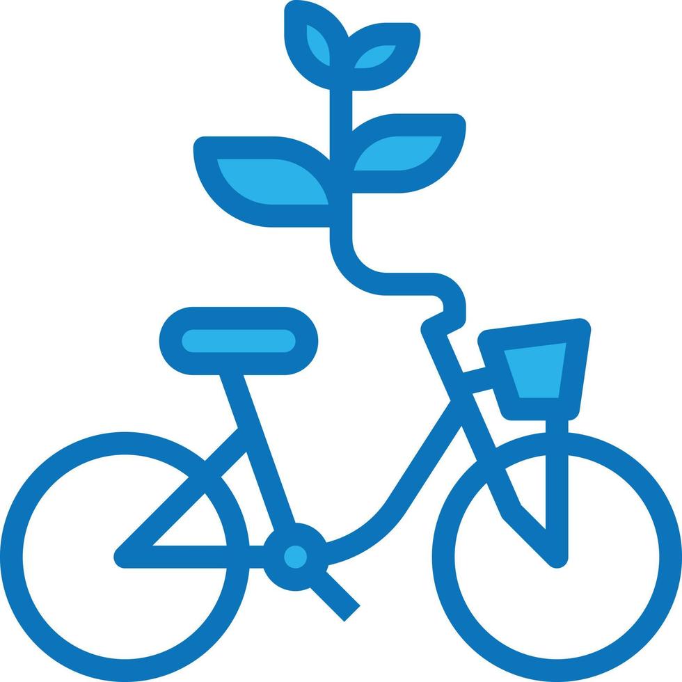 bicicleta saludable ejercicio ecología planta - icono azul vector