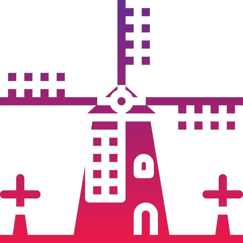 kinderdijk netherlands landmark windmill farm - solid gradient icon vector