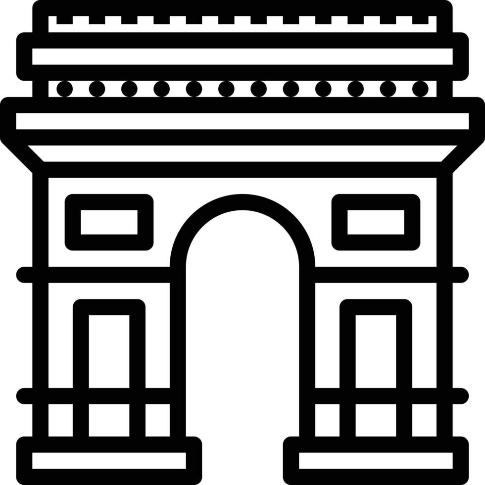el arc de triomphe paris francia edificio emblemático - icono de contorno vector