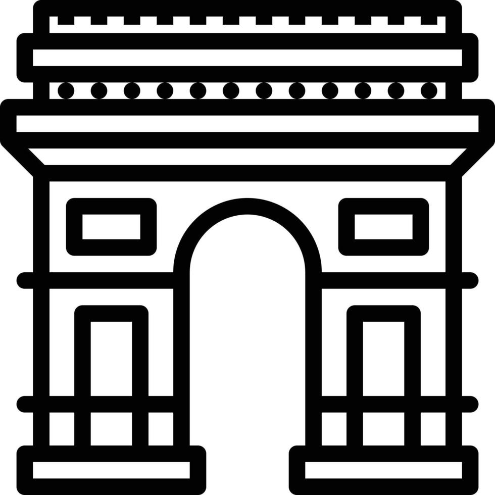 the arc de triomphe paris france landmark building - outline icon vector