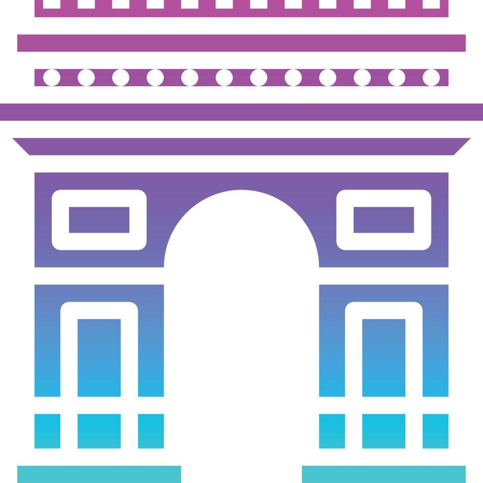 el arco del triunfo parís francia edificio emblemático - icono de gradiente sólido vector