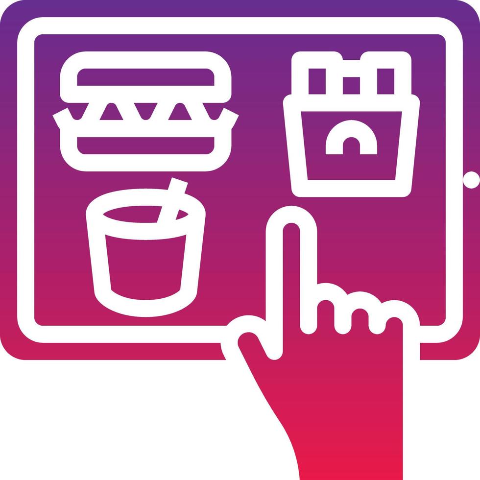 tablet order online food delivery - solid gradient icon vector