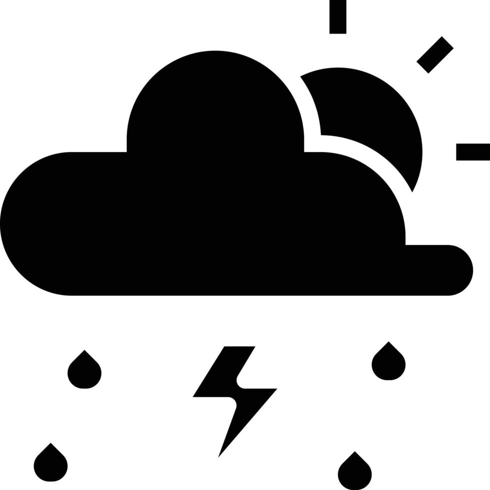 sky nature weather meteorology thunder rain storm sun - solid icon vector