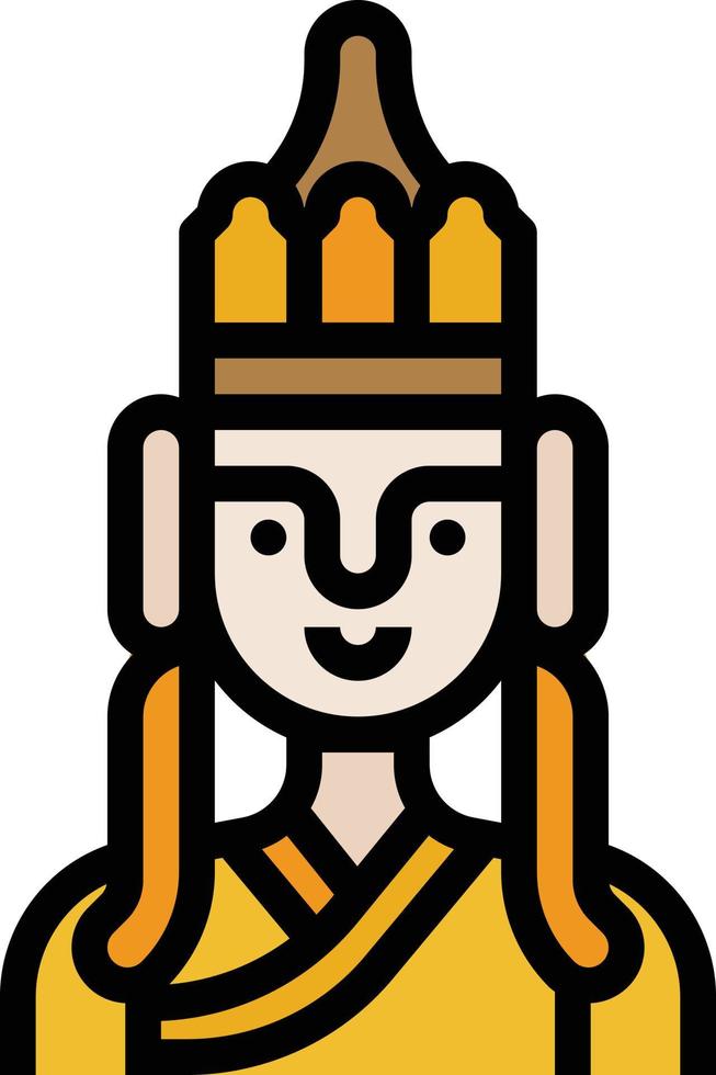 estatua de buda monje religioso china - icono de contorno lleno vector