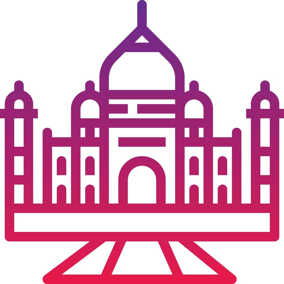 taj mahal india landmark travel - gradient icon vector