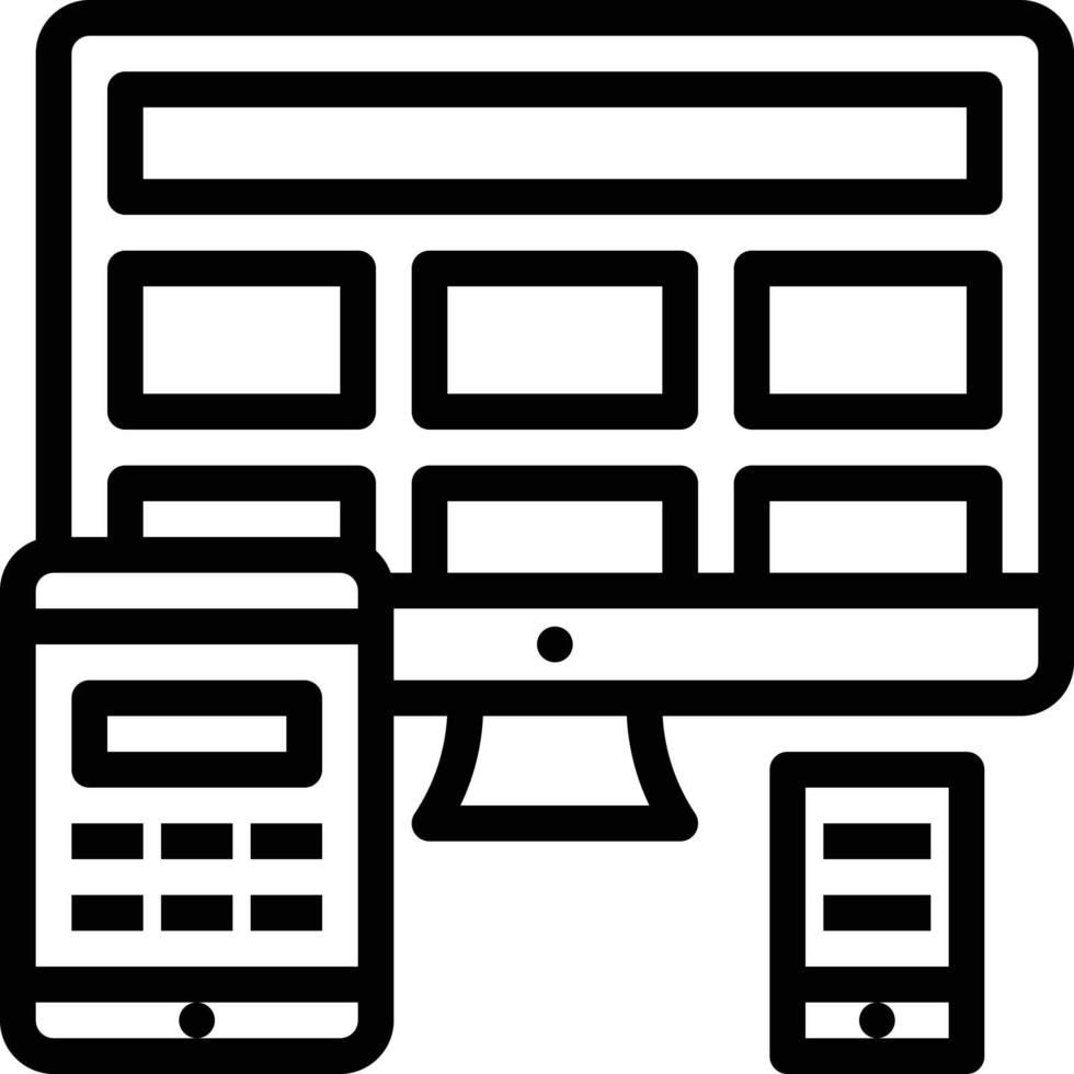 responsive design multiple platform seo - outline icon vector