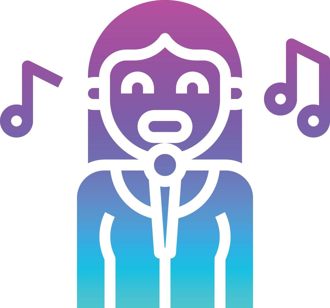 cantante música instrumento musical avatar - icono de gradiente sólido vector