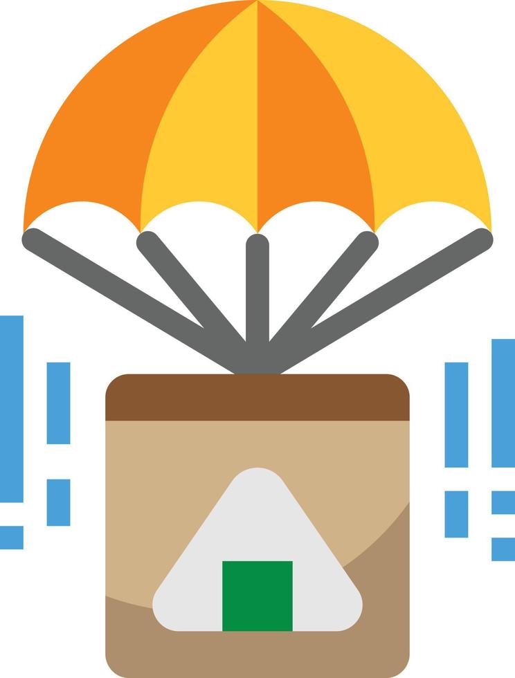 parachute rice ball food delivery - flat icon vector