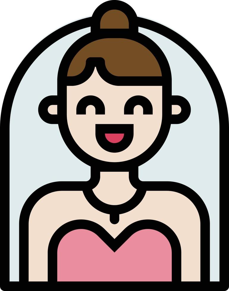 novia gente mujer hermosa boda amor y romance - icono de contorno lleno vector