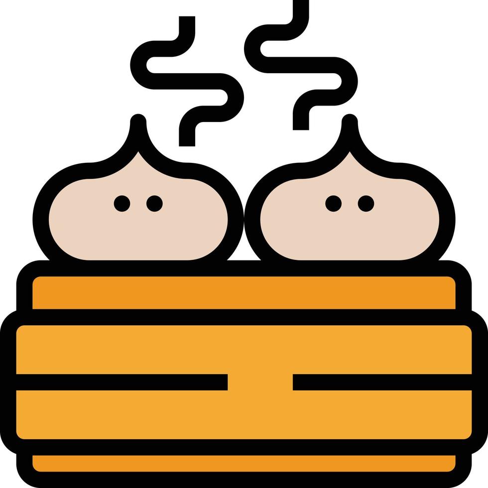 dimsun bun steamed bao china - filled outline icon vector