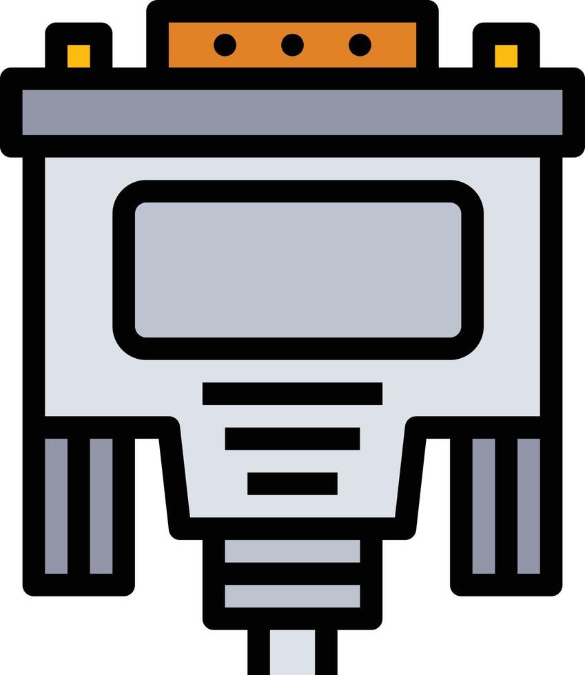 dvi cable connector computer accessory - filled outline icon vector