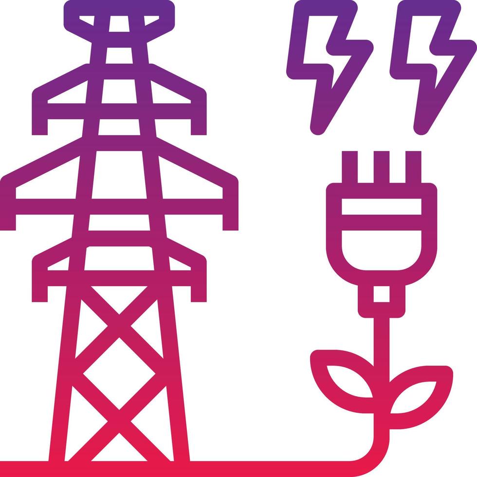 electricidad ecología torre de energía limpia - icono de degradado vector