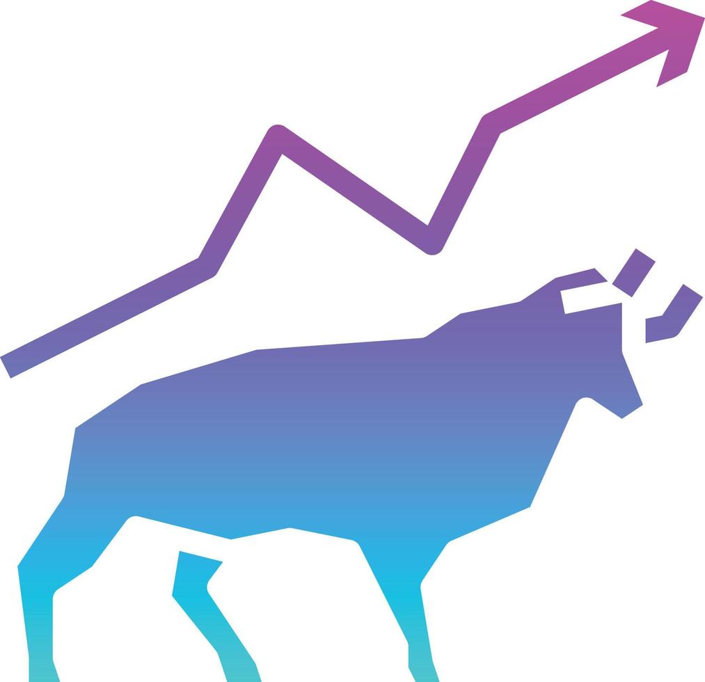 bull up stock investment market - gradient solid icon vector
