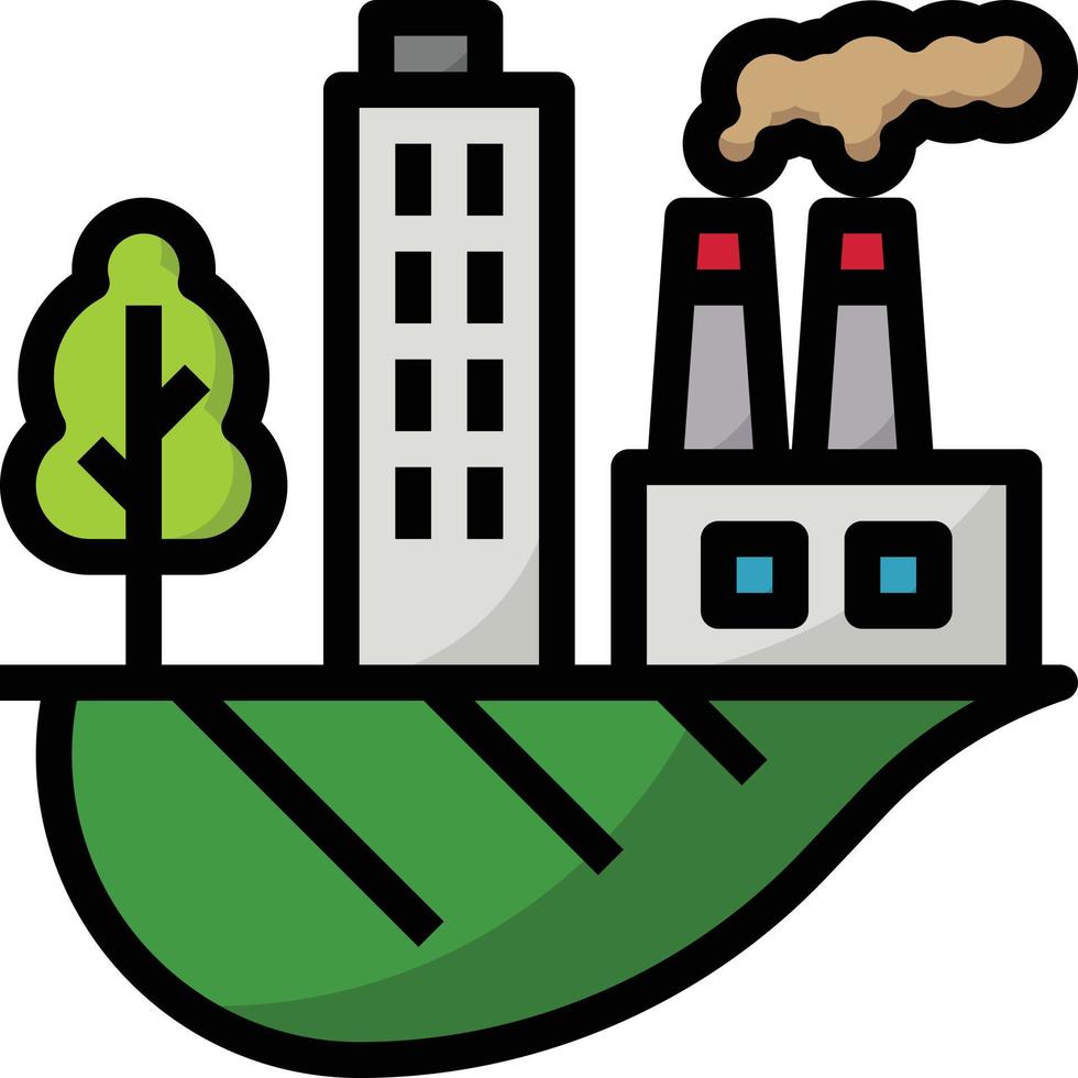 ciudad ecología ciudad mundo guardar - icono de contorno lleno vector