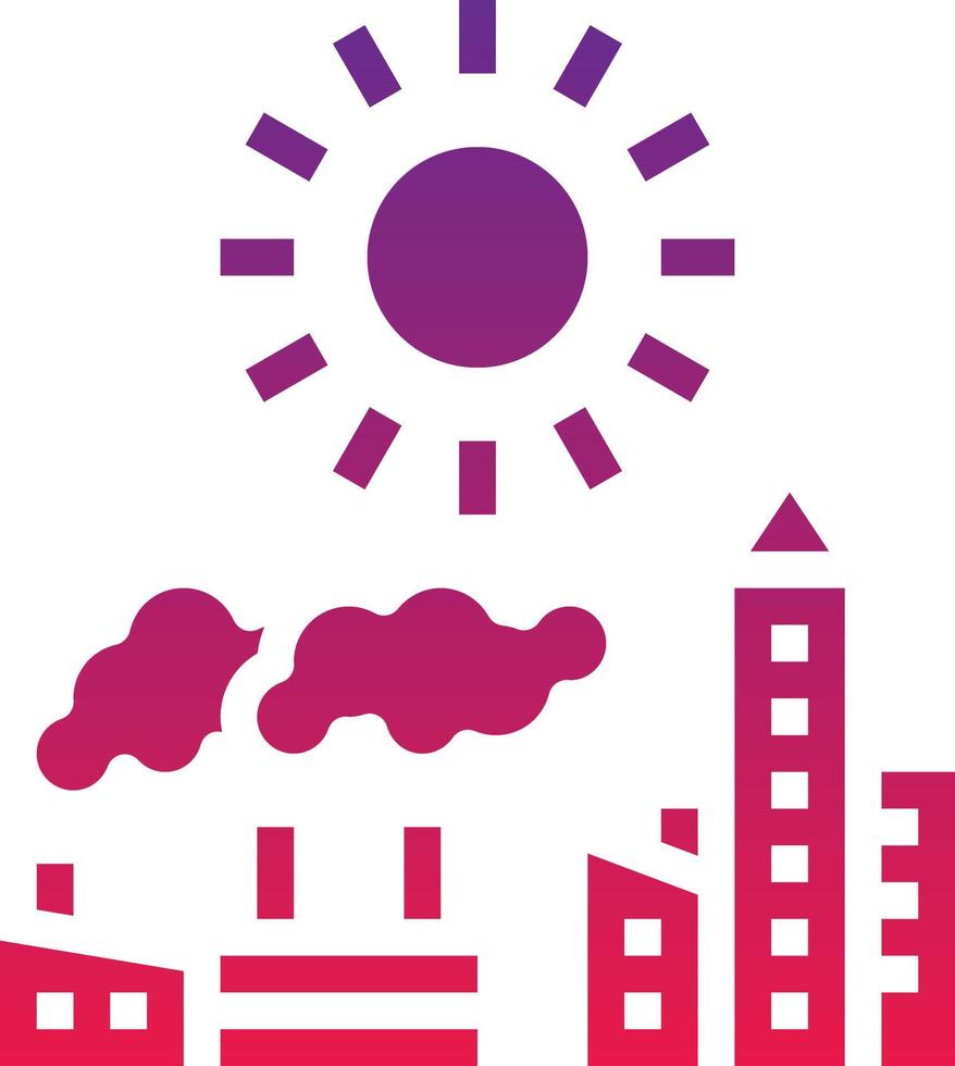 global warming town hot factory ecology - solid gradient icon vector