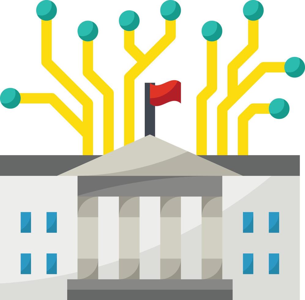 government building ai artificial intelligence - flat icon vector