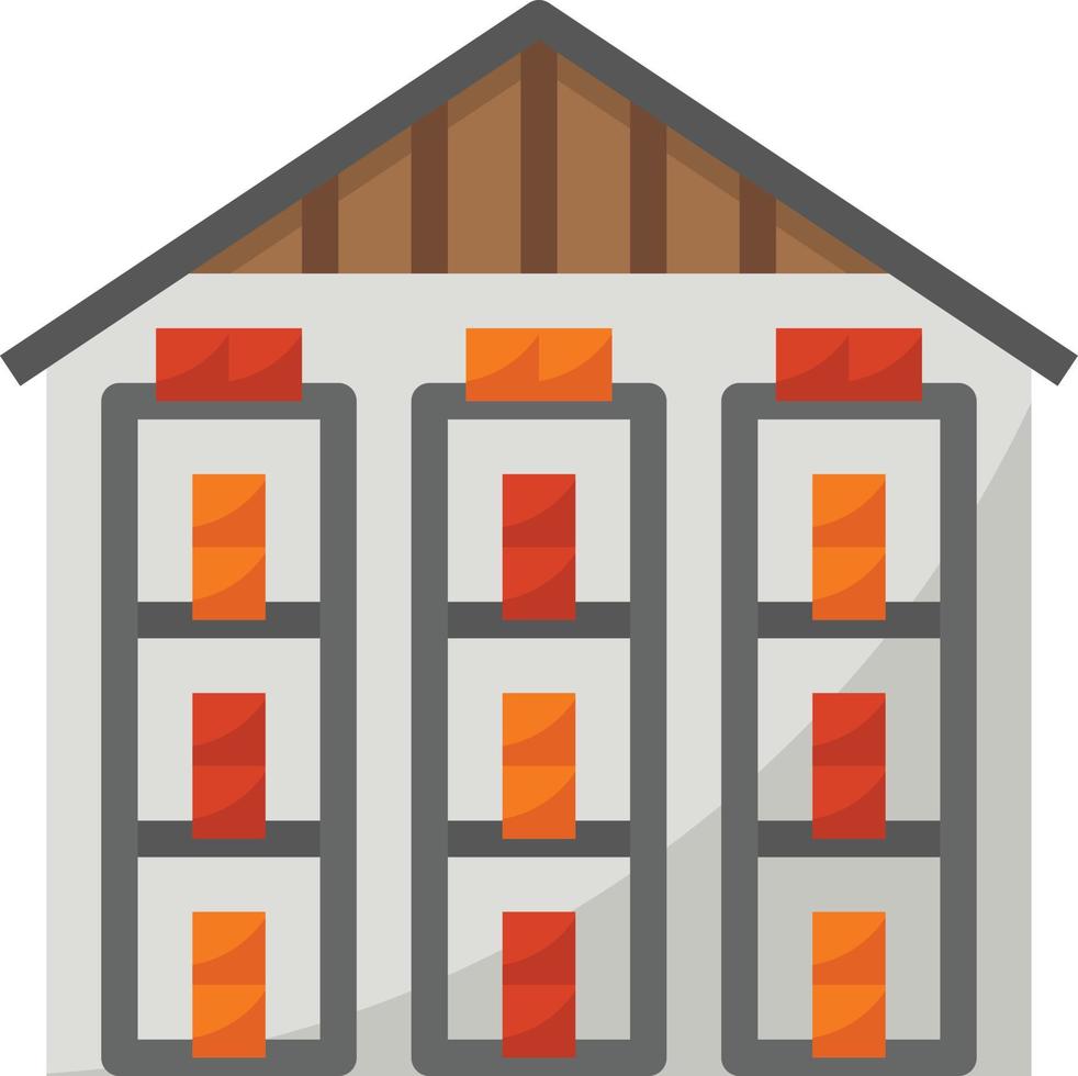 edificio de almacenamiento de proveedor de stock de almacén - icono plano vector