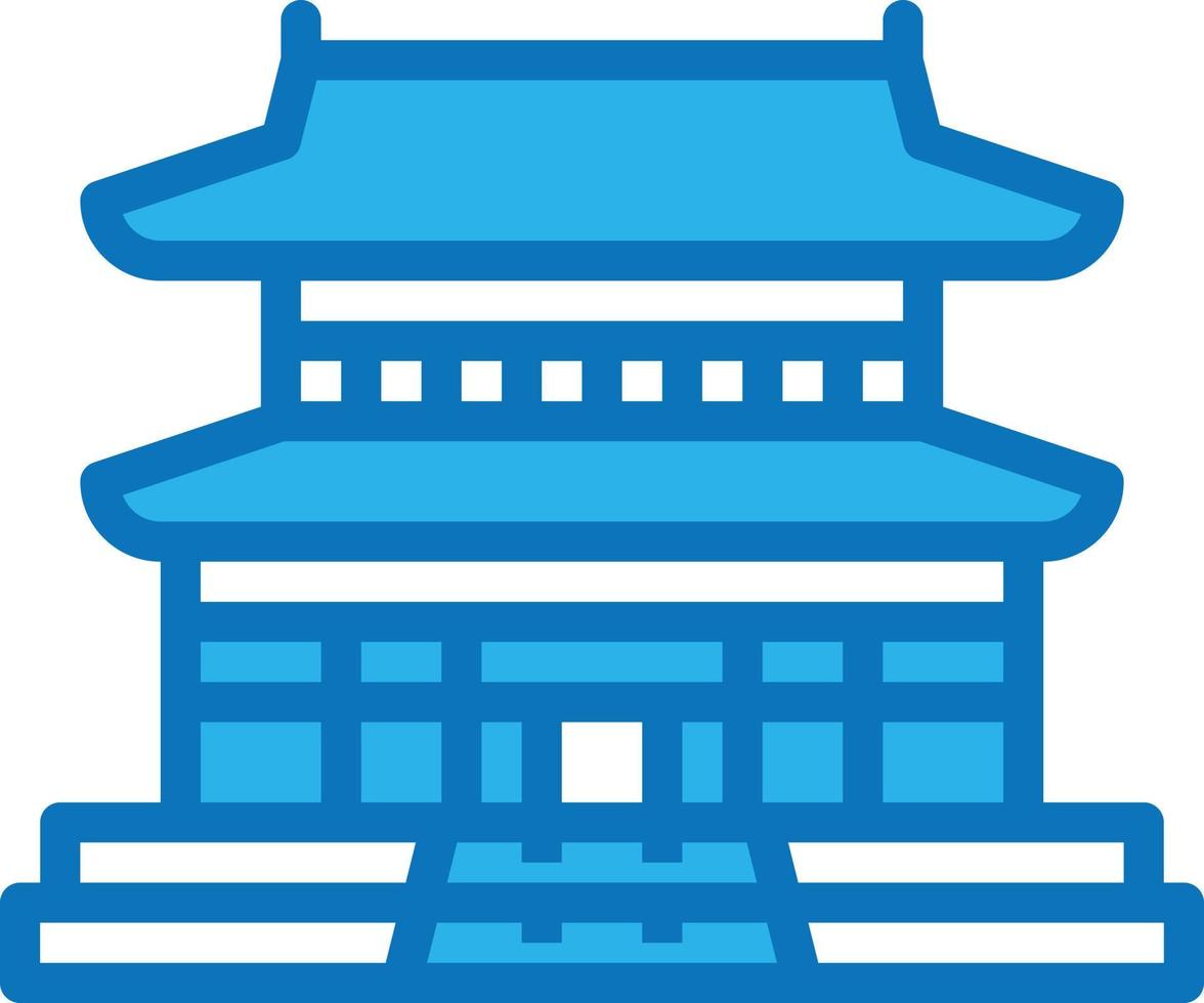 gyeongbokgung palace landmark korea building - blue icon vector