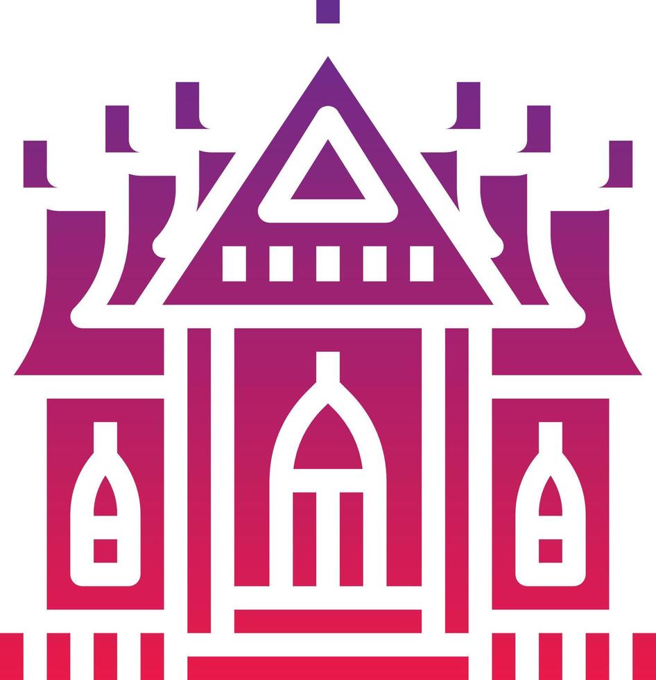 temple religious monk thailand building - solid gradient icon vector