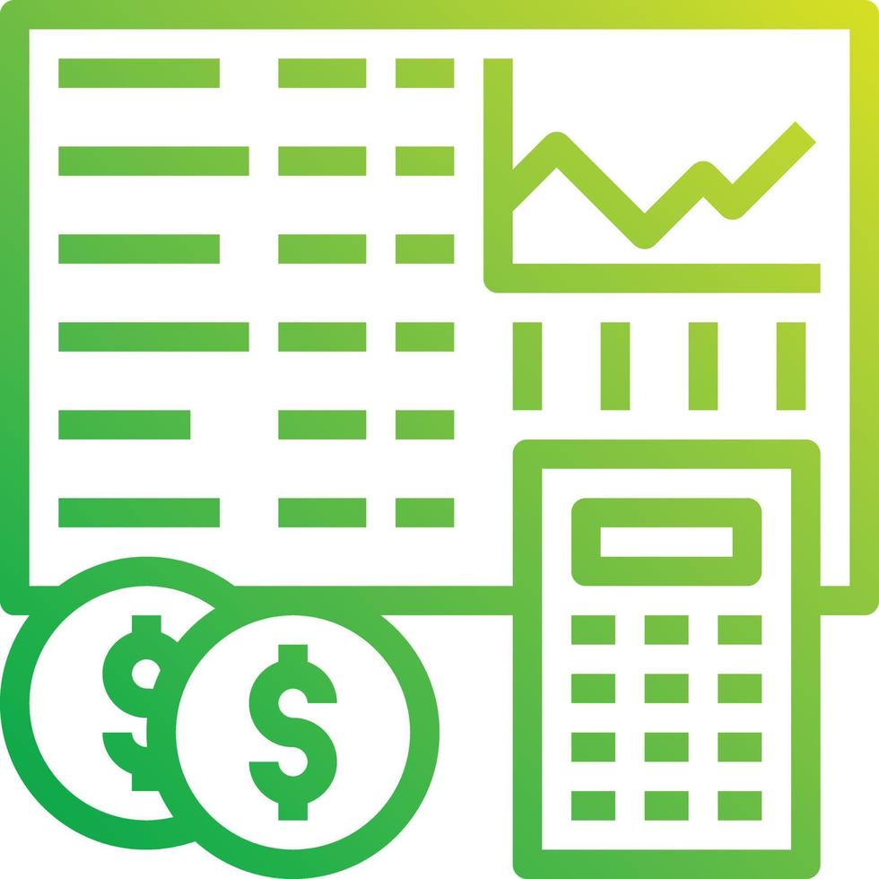 accounting graph calculator analysis profit - gradient icon vector