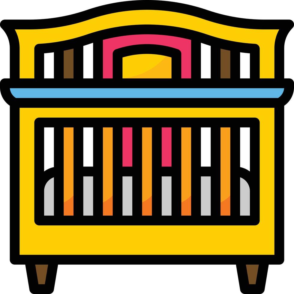 crib bed cradle baby accessories - filled outline icon vector