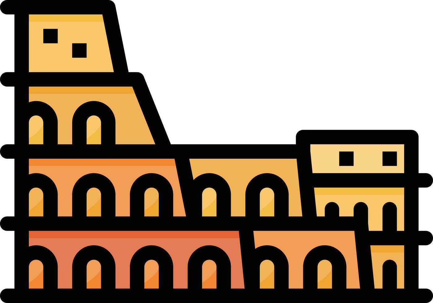 coliseo romano roma italia punto de referencia - icono de contorno lleno vector