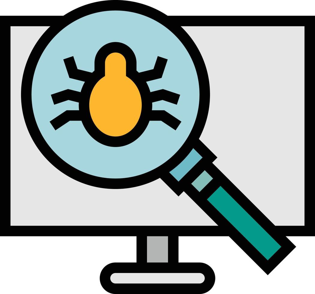 bug scan problem software development - filled outline icon vector