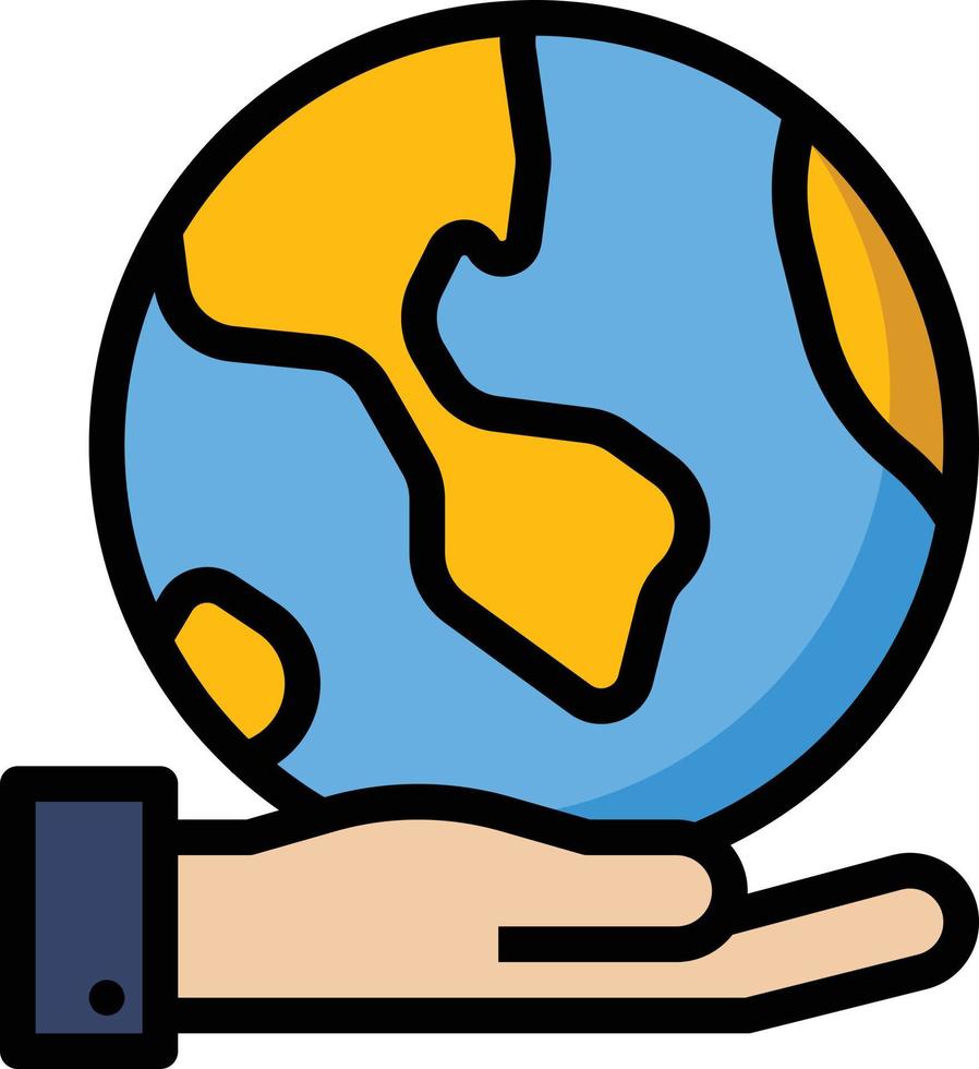 global investment hold management worldwide - filled outline icon vector