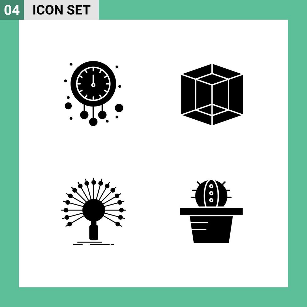 4 Creative Icons Modern Signs and Symbols of clock information time graphic network Editable Vector Design Elements