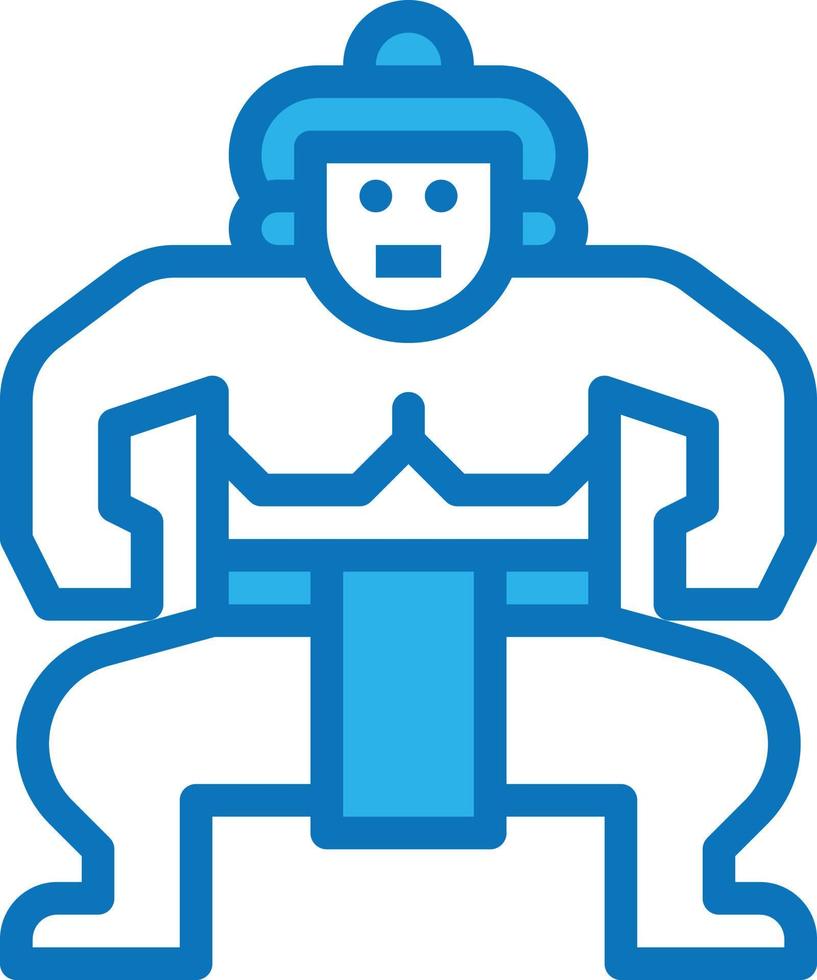 lucha de sumo japón japoneses - icono azul vector