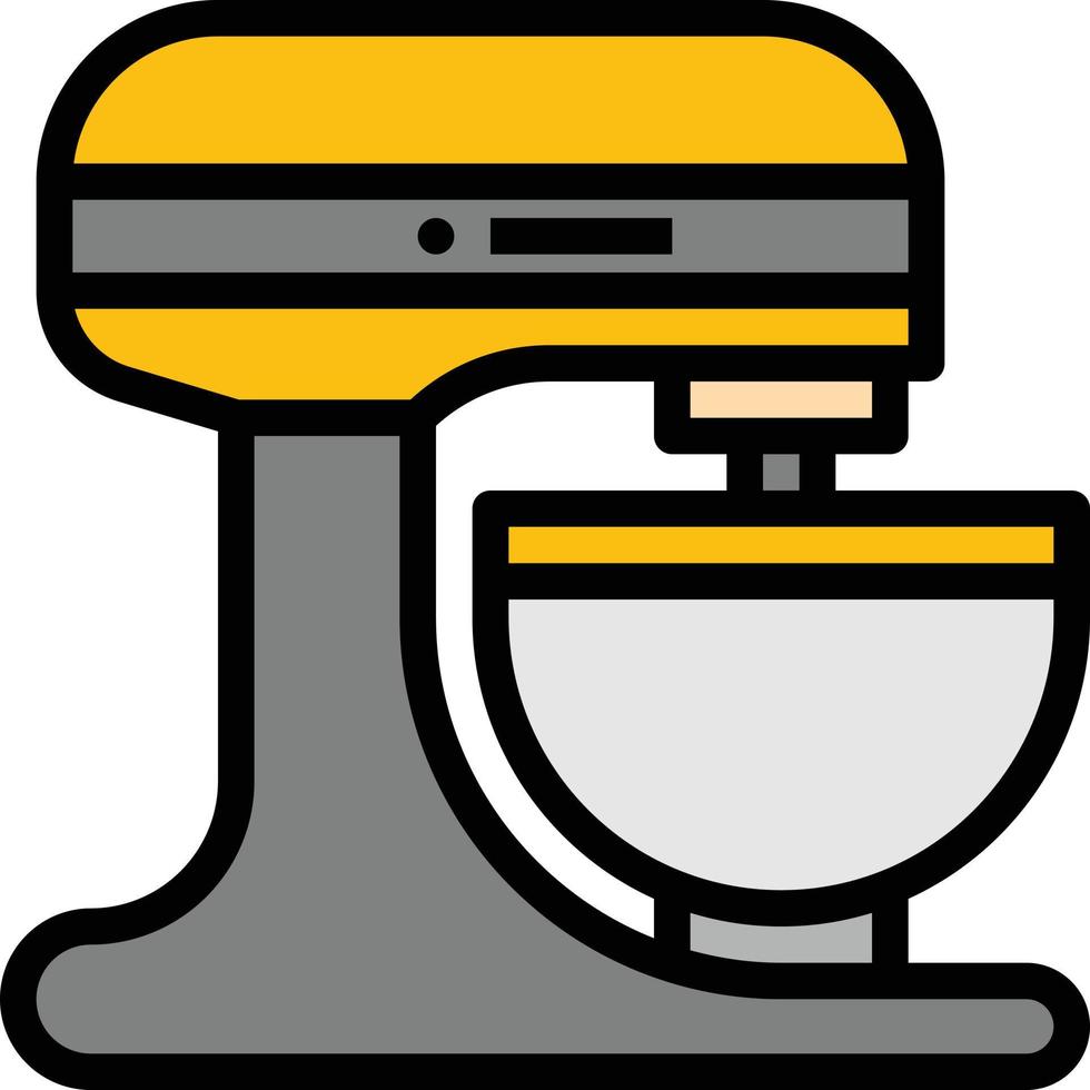 mixer cook bakery dough kitchen - filled outline icon vector
