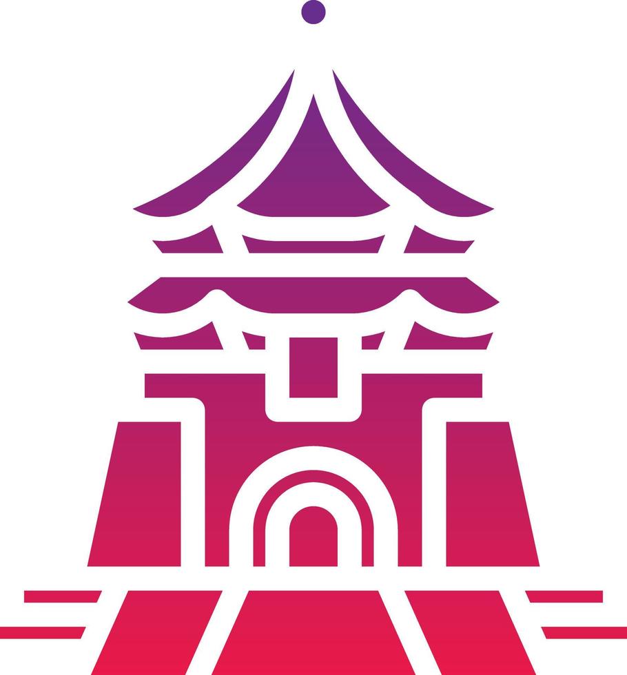 chiang kai shek memorial hall taipei taiwan landmark - solid gradient icon vector