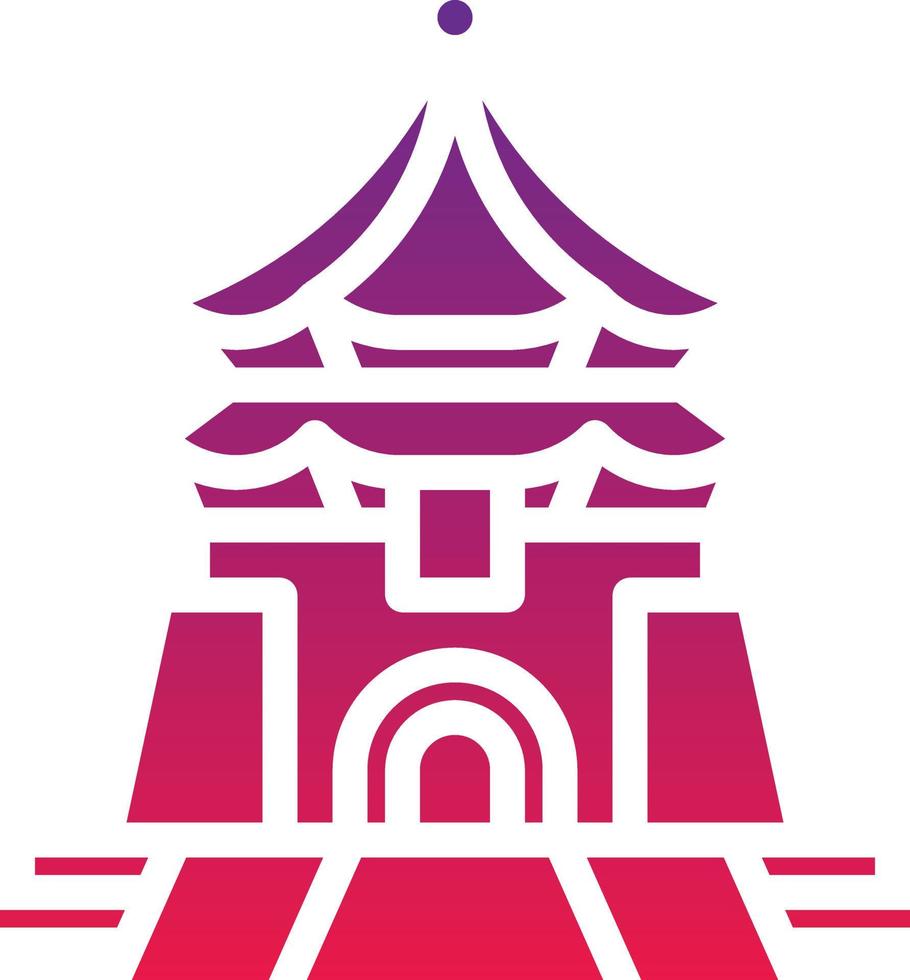 chiang kai shek memorial hall taipei taiwan landmark - solid gradient icon vector