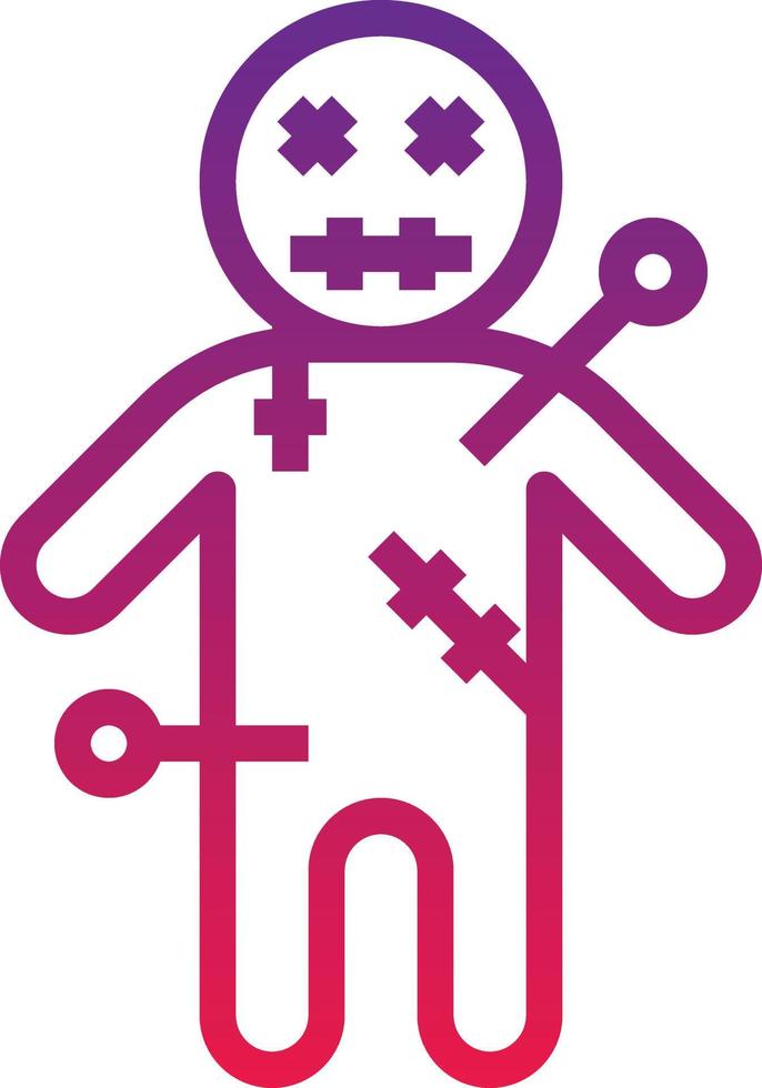 voodoo doll curse witch holloween - gradient icon vector