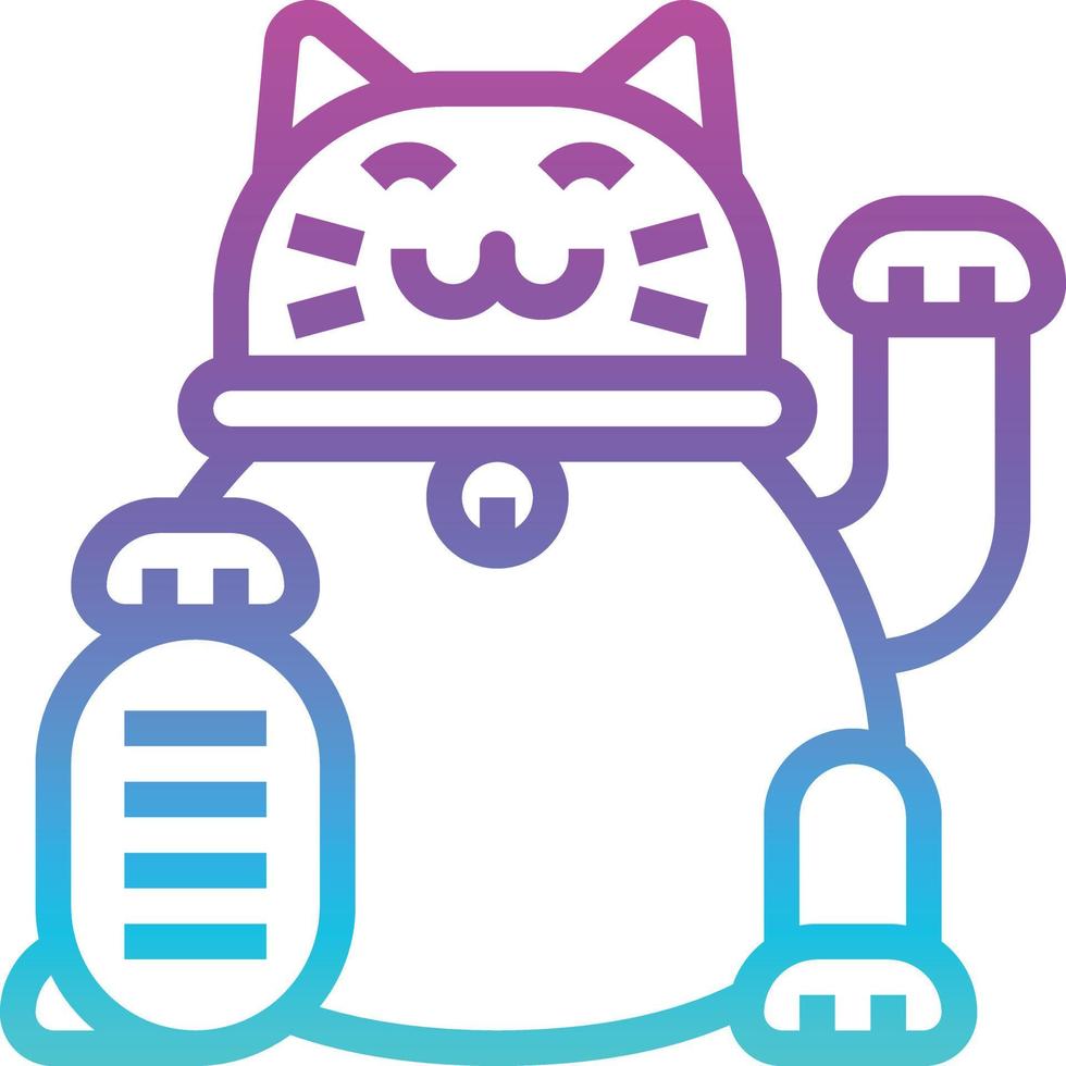 maneki neko money japan japaneses - gradient icon vector