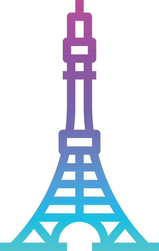 tokyo tower japan japaneses landmark - gradient icon vector
