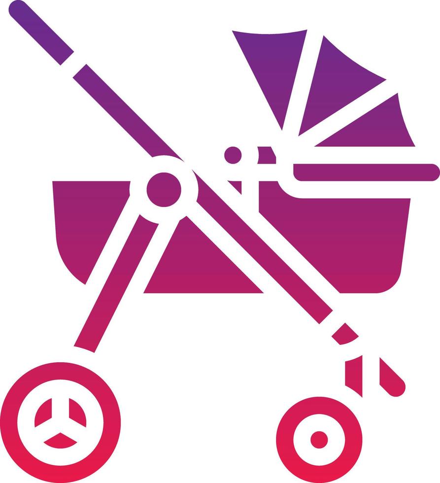 stroller carriage push baby accessories - solid gradient icon vector