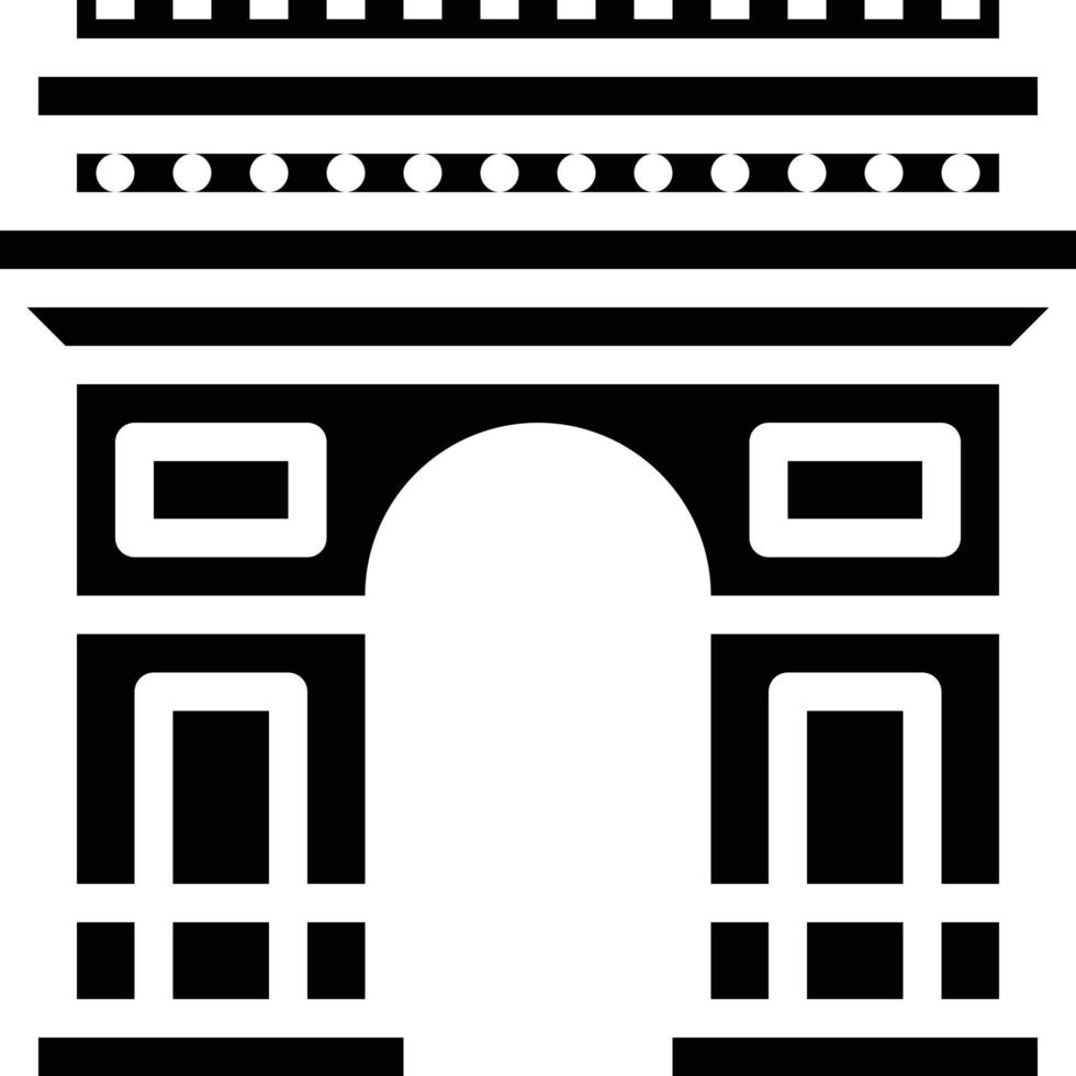 the arc de triomphe paris france landmark building - solid icon vector