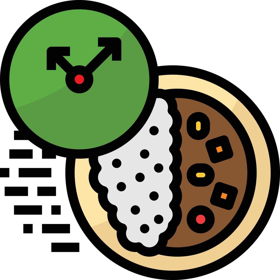 curry wait time food delivery - filled outline icon vector