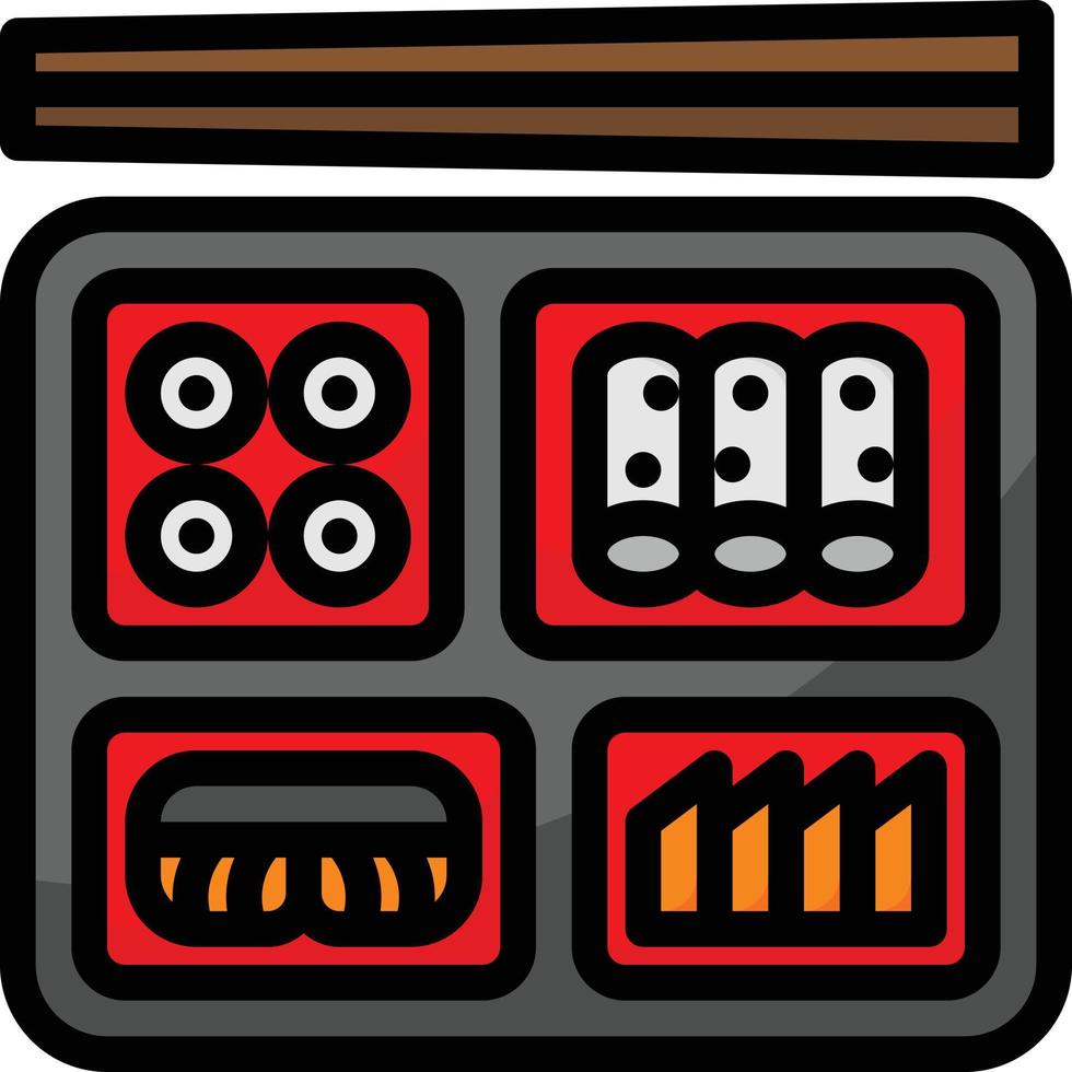 entrega de comida de palillos japoneses bento - icono de contorno lleno vector