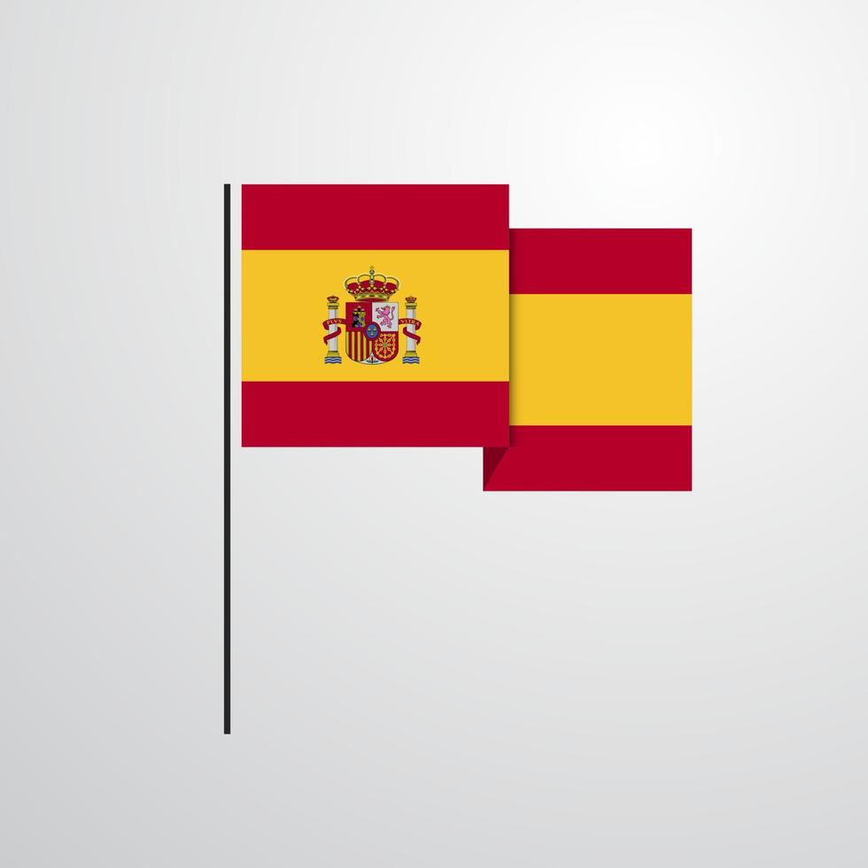 vector de diseño de bandera ondeante de españa