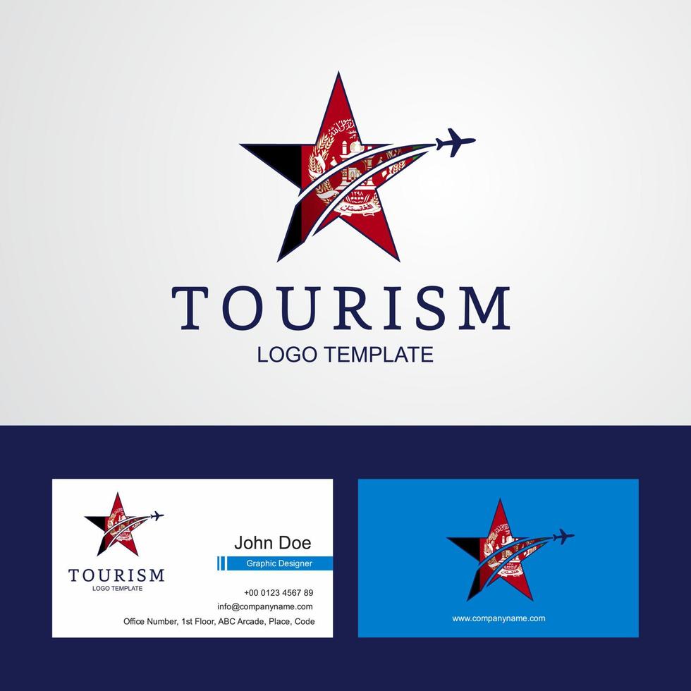 logotipo de estrella creativa de bandera de afganistán de viaje y diseño de tarjeta de visita vector